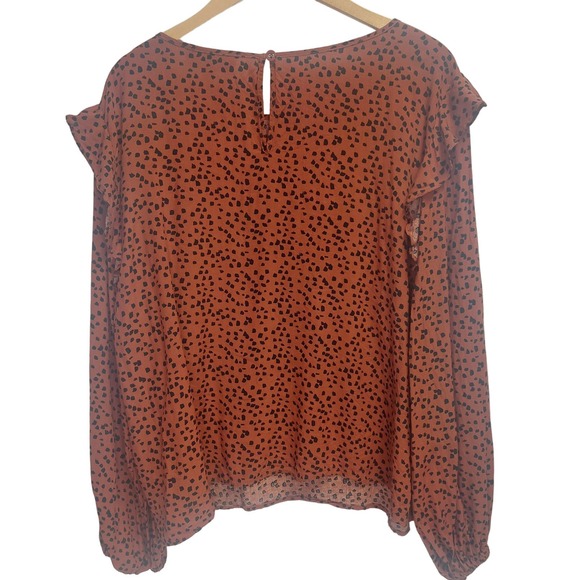 ElOQUII ELEMENTS orange and black long sleeve‎ blouse - Picture 3 of 4